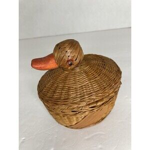 Wicker Rattan Duck Trinket Basket